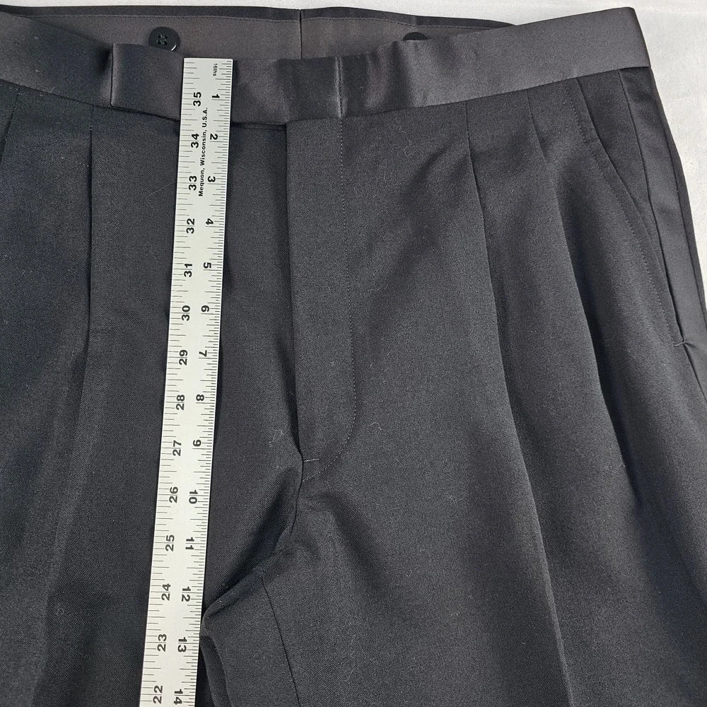 Vtg Nordstrom Tuxedo Suit Double Breasted 41R Pants 34x33 Satin Stripe USA Wool